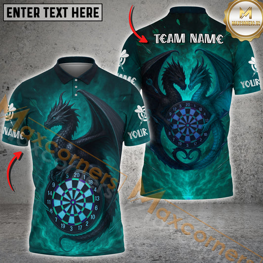 Maxcorners Darts Shirt Dark Twin Dragon Fantasy Style Multicolor Options Personalized Name, Team Name 3D Shirt (4 Colors)
