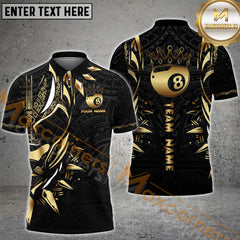 Maxcorners Golden 8 Ball Royal Pattern Multicolor Options Personalized Name, Team Name 3D Shirt (6 Colors)