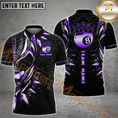 Maxcorners Golden 8 Ball Royal Pattern Multicolor Options Personalized Name, Team Name 3D Shirt (6 Colors)