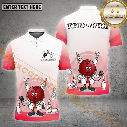 Maxcorners Bowling Doctor Ball Multicolor Options Personalized Name, Team Name 3D Shirt (4 Colors)