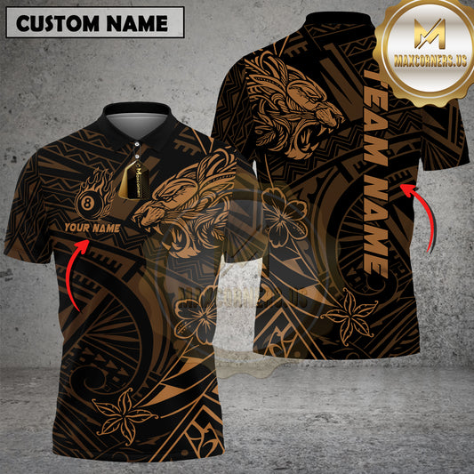 Maxcorners Billiards Tribal Shirt Eagle Head Polynesian Tattoo Pattern Multicolor Options Personalized Name, Team Name 3D Shirt (4 Colors)