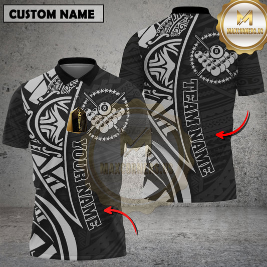 Maxcorners Billiards Tribal Polynesian Pattern Multicolor Options Personalized Name, Team Name 3D Shirt (4 Colors)