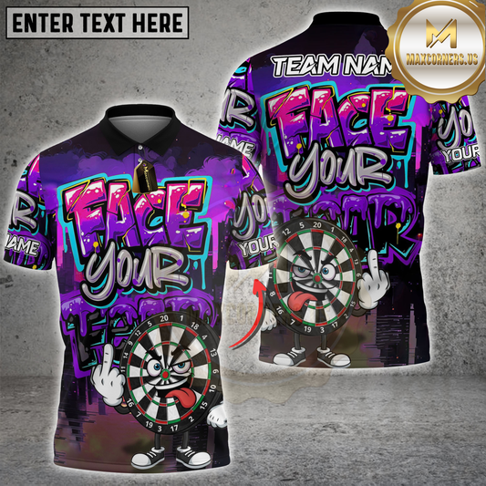 Maxcorners Dartboard Graffiti Face Your Fear Style Multicolor Options Personalized Name, Team Name 3D Shirt (4 Colors)