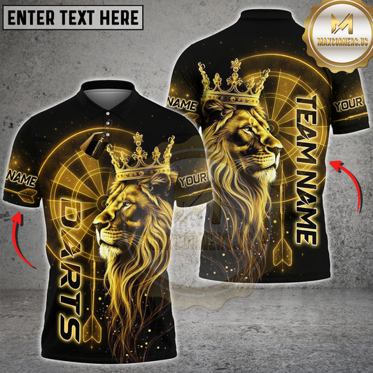 Maxcorners Darts Shirt Lion King Crown Gold Multioptions Personalized Name, Team Name Unisex 3D Shirt (4 Colors)