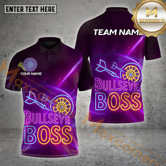 Maxcorners Bullseye Darts Boss Neon Jet Multicolor Options Personalized Name, Team Name 3D Shirt (4 Colors)