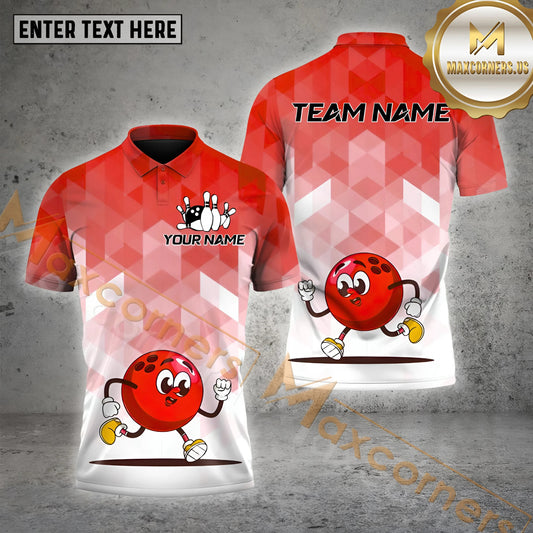 Maxcorners Bowling Shirt Cute Running Ball Multicolor Options Personalized Name, Team Name 3D Shirt (4 Colors)