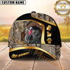 Maxcorners Grass Brown Camo Hunting Leather Line Gold Design Personalized Name 3D Cap (Moose/Elk/Turkey/Boar/Duck)