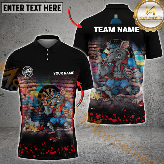 Maxcorners Darts Shirt Graffiti Fighter Rat Multicolor Options Personalized Name, Team Name 3D Shirt (4 Colors)