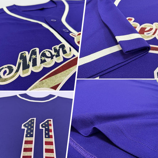 Maxcorners Custom Orange Vintage USA Flag-Black Premium Baseball Jersey LM0210