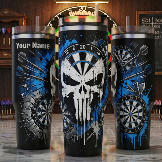 Maxcorners Darts Punished Skull Personalized Name 3D Cup