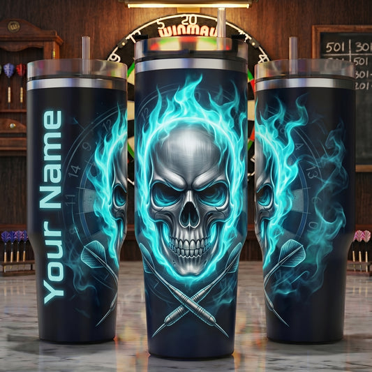 Maxcorners Darts Frostfire Skull Personalized Name 3D Cup