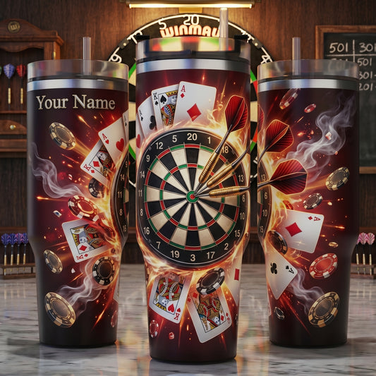 Maxcorners Darts Flying Cards Bullseye Personalized Name 3D Cup