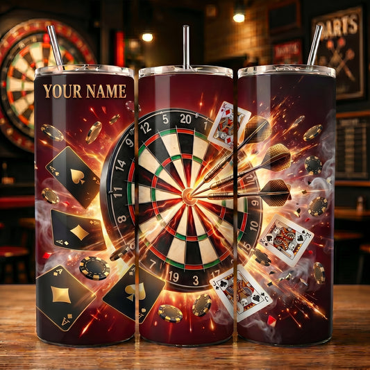 Maxcorners Darts Royal Flush Cards Personalized Name 3D Cup