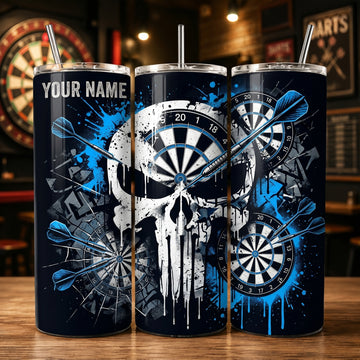 Maxcorners Darts Punisher Skull Personalized Name 3D Cup