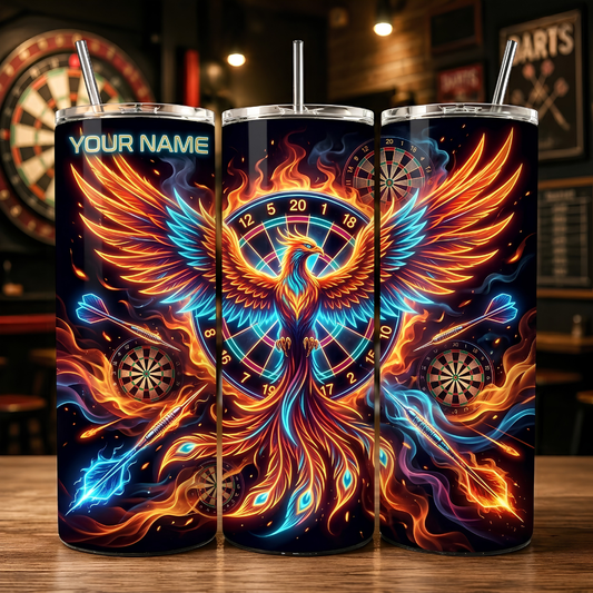 Maxcorners Darts Fire Phoenix Personalized Name 3D Cup