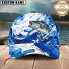 Maxcorners Fishing Ocean Wave Fish Multiple Options Personalized Name 3D Cap (12 Fish Species)