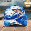 Maxcorners Fishing Ocean Wave Fish Multiple Options Personalized Name 3D Cap (12 Fish Species)