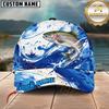 Maxcorners Fishing Ocean Wave Fish Multiple Options Personalized Name 3D Cap (12 Fish Species)