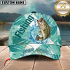 Maxcorners Fishing Aqua Splash Geometric Wave Multiple Options Personalized Name 3D Cap (12 Fish Species)