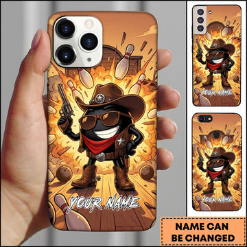 Maxcorners Bowling Cowboy Western Sheriff Ball Personalized Name 3D Phone Case