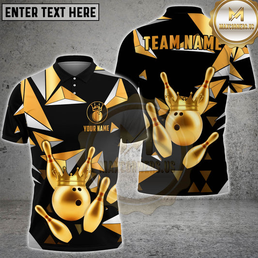 Maxcorners Bowling Premium Bowling Ball And Pins Multicolor Options Personalized Name, Team Name 3D Shirt (4 Colors)