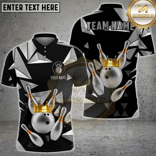 Maxcorners Bowling Premium Bowling Ball And Pins Multicolor Options Personalized Name, Team Name 3D Shirt (4 Colors)