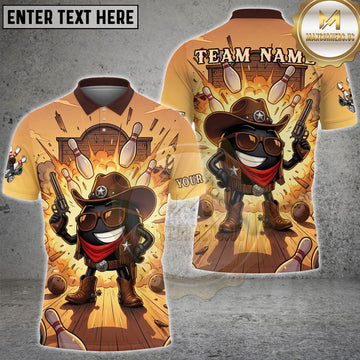 Maxcorners Bowling Cowboy Western Sheriff Ball Personalized Name, Team Name 3D Shirt