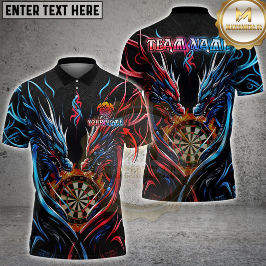 Maxcorners Darts Twin Dragon Personalized Name, Team Name 3D Shirt