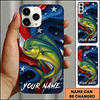 Maxcorners American Flag Wave Custom Name Fishing Phone Case