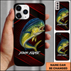 Maxcorners Red Diagonal Lines Custom Name Fishing Phone Case