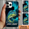 Maxcorners Vibrant Dark Ocean Design Custom Name Fishing Phone Case