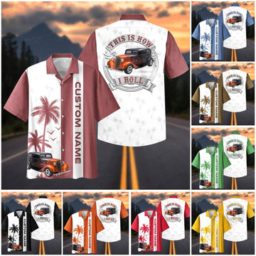 Maxcorners Personalized "This Is How I Roll" Hot Rod Hawaiian Shirt - Custom Photo Car Aloha Shirts