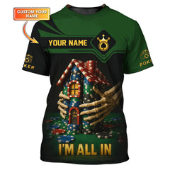 Maxcorners I Am All In Poker Chip Shirts for Men, Custom Casino Poker T Shirts, Gifts for Poker PlayersLM1009