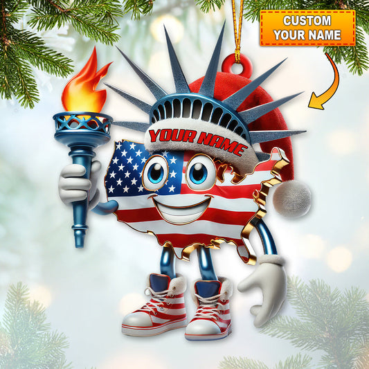 Maxcorners Custom Name American Christmas Ornament, America Lover Christmas Gift 2D Flat LM2111