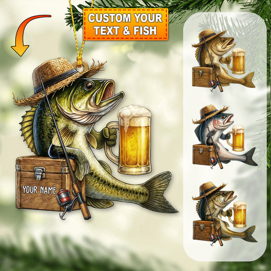 Maxcorners Fishing Lover, Home Decor, Christmas Ornament, Personalized Ornament4 2D Flat LM2111