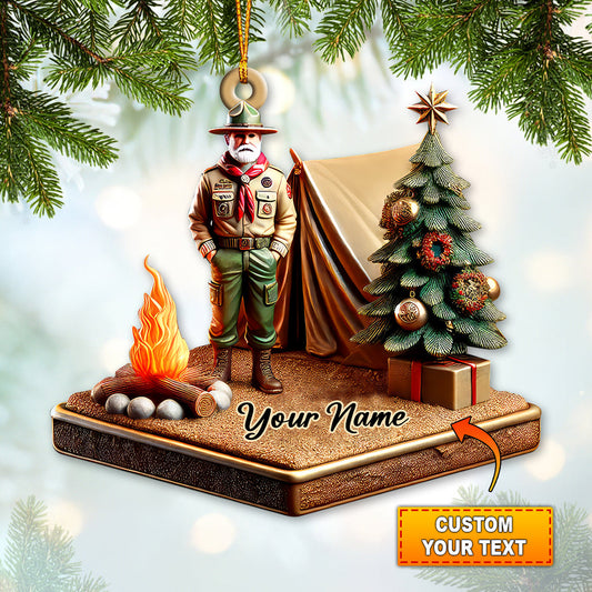 Maxcorners Custom Name Camping Ornament, Camping Christmas Decoration 2D Flat LM2111
