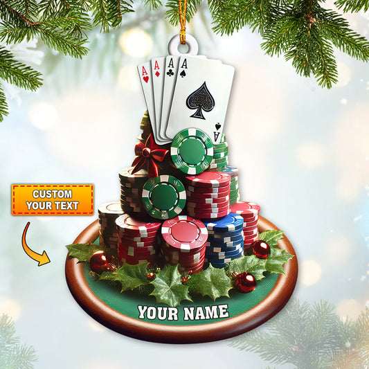 Maxcorners Custom Name Poker Ornament, Poker Christmas Gift 2D Flat LM2211