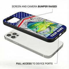 Maxcorners Bass Fishing Blue Flame Smoke Line Premium Style Sport Personalized Name Phone Case