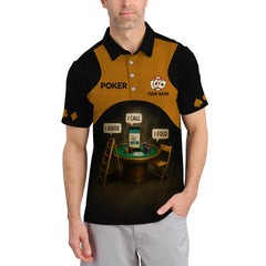Maxcorners Personalized Name Poker Shirt, I Raise I Call I Fold Polos, Funny Poker T-Shirts For PlayersLM1009