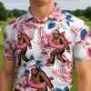 Maxcorners Patriotic Pool Sasquatch Golf Polo Shirt