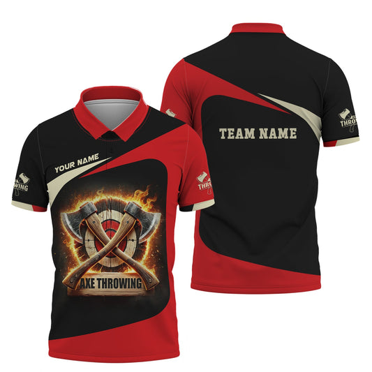 Maxcorners Custom Axe Throwing With Fire T Shirts, Axe Throwing Jersey, Gift for Axe Throwing Players MT2009