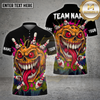 Maxcorners Bowling Shirt Crazy Cartoon Skull Ball Multioptions Personalized Name, Team Name Unisex 3D Shirt (4 Colors)