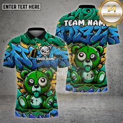 Maxcorners Billiards Shirt Graffiti 8-Ball Bear Multioptions Personalized Name, Team Name Unisex 3D Shirt (4 Colors)