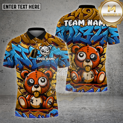 Maxcorners Billiards Shirt Graffiti 8-Ball Bear Multioptions Personalized Name, Team Name Unisex 3D Shirt (4 Colors)