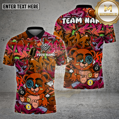 Maxcorners Billiards Shirt Graffiti Chill Bear 8-9 Ball Multioptions Personalized Name, Team Name Unisex 3D Shirt (4 Colors)