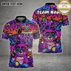 Maxcorners Billiards Shirt Graffiti Chill Bear 8-9 Ball Multioptions Personalized Name, Team Name Unisex 3D Shirt (4 Colors)
