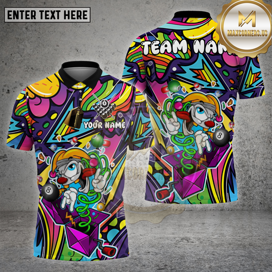 Maxcorners Billiards Shirt  Clown Cartoon In Secret Box Multioptions Personalized Name, Team Name Unisex 3D Shirt