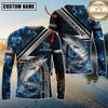 Maxcorners Fishing Ocean Wave Power Personalized Name, Team Name Long Sleeve Shirt (8 Fish Species)
