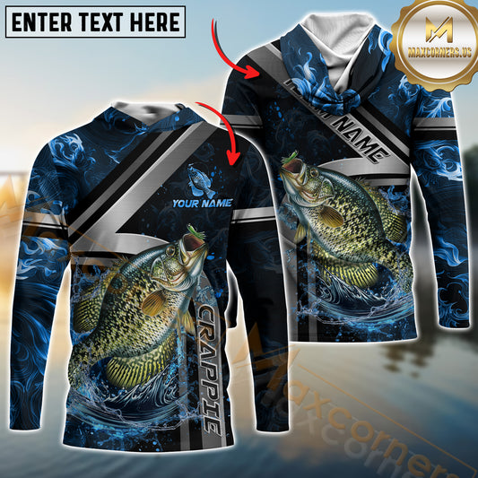 Maxcorners Crappie Fishing Ocean Wave Power Personalized Name, Team Name Long Sleeve Shirt