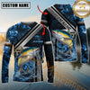 Maxcorners Fishing Ocean Wave Power Personalized Name, Team Name Long Sleeve Shirt (8 Fish Species)